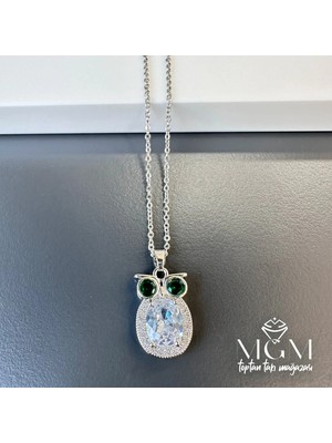 Twin Store Çelik Zirkon Taşlı Baykuş Kolye - KL0139