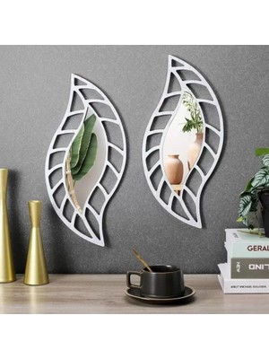 Twin Store 2'li Set Kırılmaz Pleksi Dekoratif Duvar Aynası - 20X35 cm Yaprak Formlu 1. Sınıf Akri