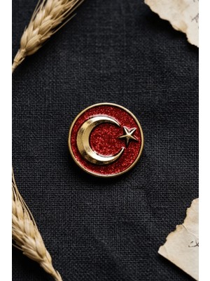 BB Bi Butik Shop Şanlı Ay Yıldız Işıltılı Yaka Broşu