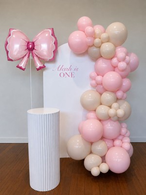 Meri Parti Pembe Fiyonk Balon Seti Baby Shower 1 Yaş Doğum Günü Kız Çocuk Doğum Günü Balon Fiyonk