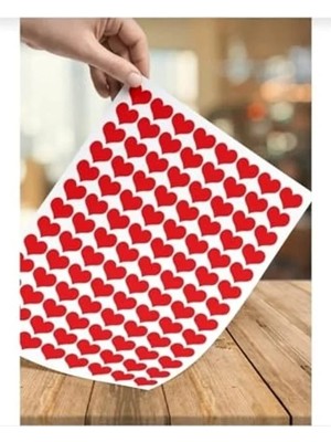 Die Grup 220 Adet 2 cm Yapışkanlı Kalp Şekilli Kırmızı Sticker Etiket Hediye Paketleme Parti Hediyeleri