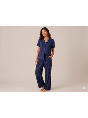 Şakayık Kadın Kısa Kollu 2li Pijama Takımı