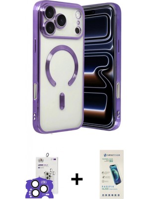 Marsilyan™- iPhone 17 Pro Max Kılıf Nova Işık Özel Seri - Şeffaf Pasifik Cam Ekran Koruyucu + Natural Grey Bilvis Titan Kamera Lens