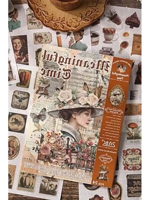 Die Grup 24 Sayfa Vintage Temalı Sticker Seti, Scrapbook ve Bullet Journal Için