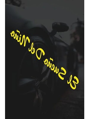 Die Grup Çocuk Temalı Sarı Motor Araba Sticker, 15X2 cm