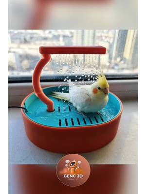 Genç 3D USB Bağlantılı Otomatik Kuş Duşu ve Banyo Istasyonu - Tüm Kuş Türleri Için Eğlenceli Su Parkı