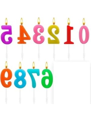 Die Grup 20 Adet Renkli Rakamlı Doğum Günü Pastası Mum Seti, Premium