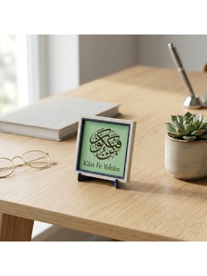 Miaju Kün Fe Yekün Yazılı Dekoratif Obje, Ev & Ofis Için 10X10 cm Minyatür Tasarım, Manevi Değerli Hediye