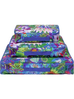 Pylones 3'lü Seyahat Çantası Seti - Travel Organizer - Fleurs D'eau
