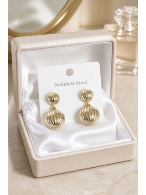 Lykos Çelik Gold Renk Vintage Model Kadın Küpe