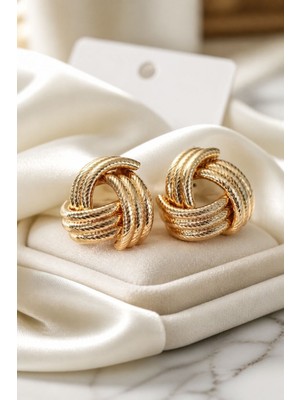 Lykos Çelik Gold Renk Sarmal Model Kadın Küpe