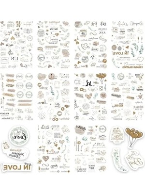Die Grup 325 Adet Vintage Love Temalı Düğün Sticker Seti - A5 Boyut, 10 Sayfa
