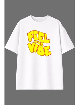 Vsrn Feel The Boy Tasarım Ön Baskılı Beyaz Oversize T Shirt