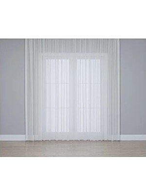 Die Grup Yüksek Kaliteli Keten Dokulu Ekru Tül Perde, 350 x 260 Cm, Pile Seçenekleri ile