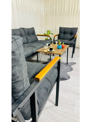 Sofmina Begonvil Balkon, Bahçe - Metal Kanepe Koltuk Takımı 3+1+1 + Sehpa Antrasit