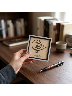 Miawiki Maşâallâh Yazılı Dekoratif Aksesuar, Çalışma Masası Için 10X10 cm Minyatür Hat Sanatı Tasarımı