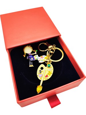 BB Bi Butik Shop Ressam Temalı Premium Kutu Hediyelik Set - Sanatçı Broş ve Anahtarlık
