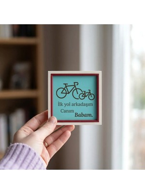 Miawiki Yol Arkadaşlığı Sembolü Baba Çocuk Figürlü Dekoratif Obje, Canım Babam Yazılı 10X10 cm Eşsiz Hediye