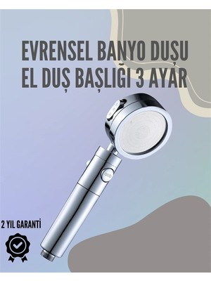 Urfakent Paslanmaz Çelik Çok Fonksiyonlu El Duş Başlığı – 3 Modlu Püskürtme Seçeneği
