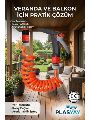 Plasyay Spiral Sulama Yıkama Hortum Rekorlu ve Yeni Model Tetikli Uzun Fiskiye Başlıklı Setler
