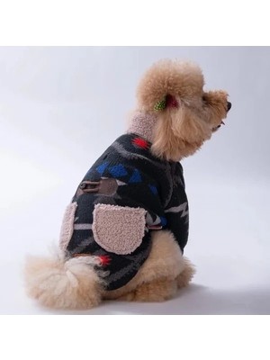 Die Grup Gri Renkli Pofuduk Ceket, Küçük Irk Köpekler Için, Chicago Ethnic Weave