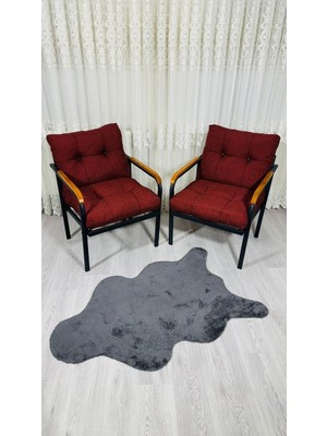 Sofmina  Leylak Balkon, Bahçe,teras,cafe - Salon - Metal Kanepe Koltuk Takımı 1-1 Bordo