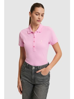 U.S. Polo Assn. Kadın Pembe Polo Yaka Basic Tişört 50321798-VR041