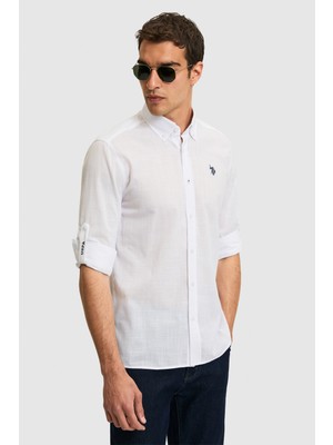 U.S. Polo Assn. Erkek Beyaz Uzun Kollu Basic Gömlek 50324660-VR013