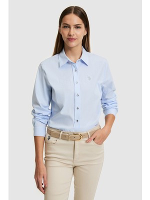 U.S. Polo Assn. Kadın Açık Mavi Uzun Kollu Basic Gömlek 50320187-VR003