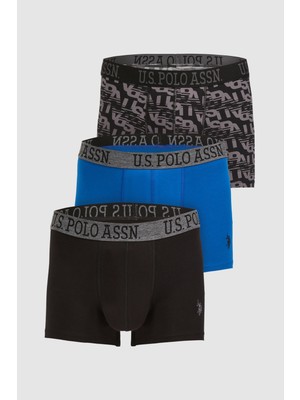 U.S. Polo Assn. Erkek Siyah 3'lü Boxer Takımı 50326509-VR046