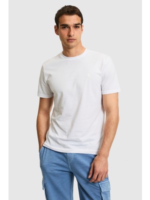 U.S. Polo Assn. Erkek Regular Fit Bisiklet Yaka Beyaz Basic Tişört 50326953-VR013