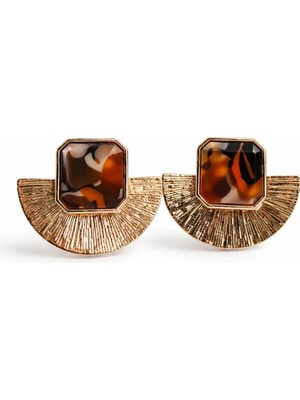 Felix Accessories Lunéa Arc Stone Küpe Kahverengi