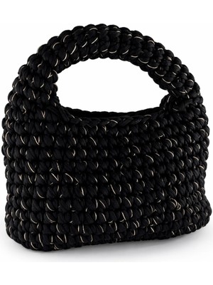 Felix Accessories Noir Gold Stitch Çanta – Siyah Altın Detaylı El Yapımı Örgü Kadın El Çantası