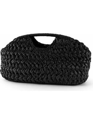 Felix Accessories Noirra Çanta – Siyah El Yapımı Hasır Dokulu Minimal Kadın El Çantası