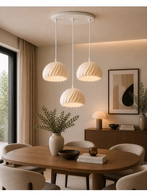 Limon 3D Desing Velora 3'lü Modern Sarkıt Avize | Şık Bohem Tarz Salon ve Mutfak Aydınlatması