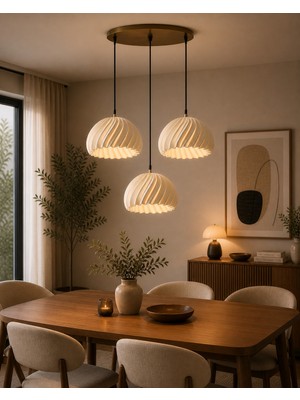 Limon 3D Desing Velora 3'lü Modern Sarkıt Avize | Şık Bohem Tarz Salon ve Mutfak Aydınlatması