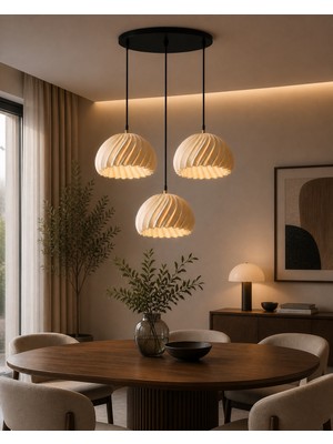 Limon 3D Desing Velora 3'lü Modern Sarkıt Avize | Şık Bohem Tarz Salon ve Mutfak Aydınlatması