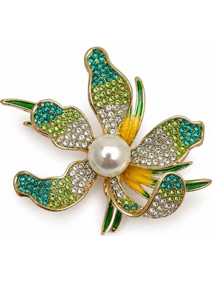 Felix Accessories Elegant Yeşil Çiçek Broş