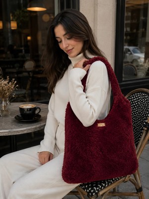 Nillys Kadın Panda Örgü Heybe Omuz Çantası (35X28)