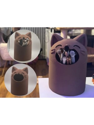 Oko Design Kedi Figürlü 3D Tasarım Makyaj Organizeri ve Kalemlik