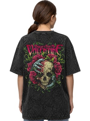Sevbano Bullet For My Valentine Rock Metal Müzik Grubu Sırt Baskılı Unisex Oversize Eskitme Yıkamalı Tişört