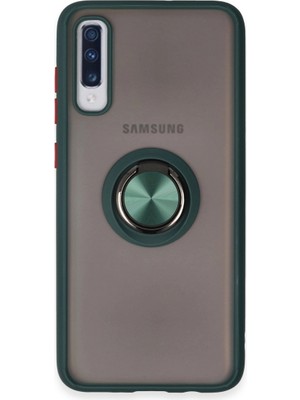 My Best Store Samsung Galaxy A70 Kılıf Montreal Yüzüklü Silikon Kapak - Yeşil