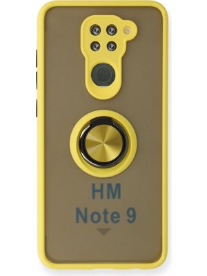 My Best Store Xiaomi Redmi Note 9 Kılıf Montreal Yüzüklü Silikon Kapak - Sarı