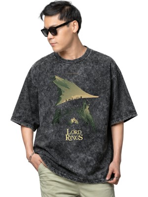 Sevbano Yüzüklerin Efendisi Gandalf Baskılı Unisex Oversize Vintage Yıkamalı Tişört