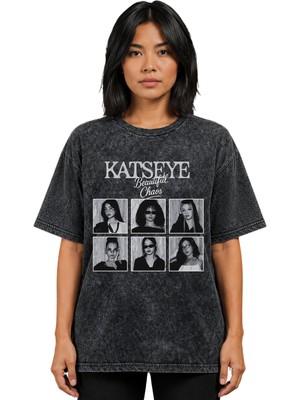 Sevbano Katseye Beautiful Chaos Kpop Müzik Grubu Baskılı Unisex Oversize Vintage Yıkamalı Tişört