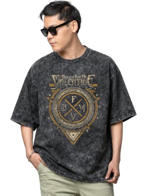 Sevbano Bullet For My Valentine Rock Metal Müzik Grubu Baskılı Unisex Oversize Vintage Yıkamalı Tişört