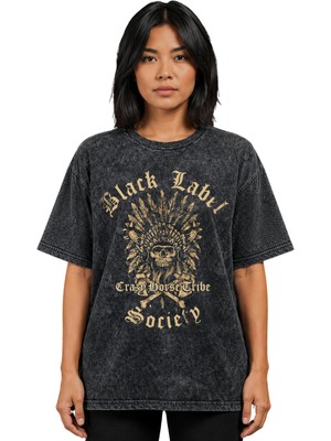 Sevbano Black Label Society Rock Metal Müzik Grubu Baskılı Unisex Oversize Vintage Yıkamalı Tişört