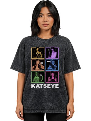 Sevbano Katseye Kpop Müzik Grubu Baskılı Unisex Oversize Vintage Yıkamalı Tişört