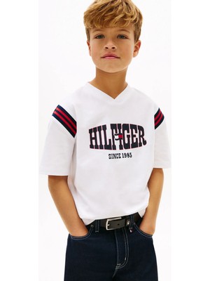 Tommy Hilfiger Beyaz Erkek Çocuk Baskılı T-Shirt KB0KB10272YBR