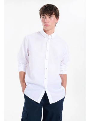 gmg firenze Gmg Fırenze Ekru Erkek Düğmeli Slim Fit Gömlek GU26MSS02208